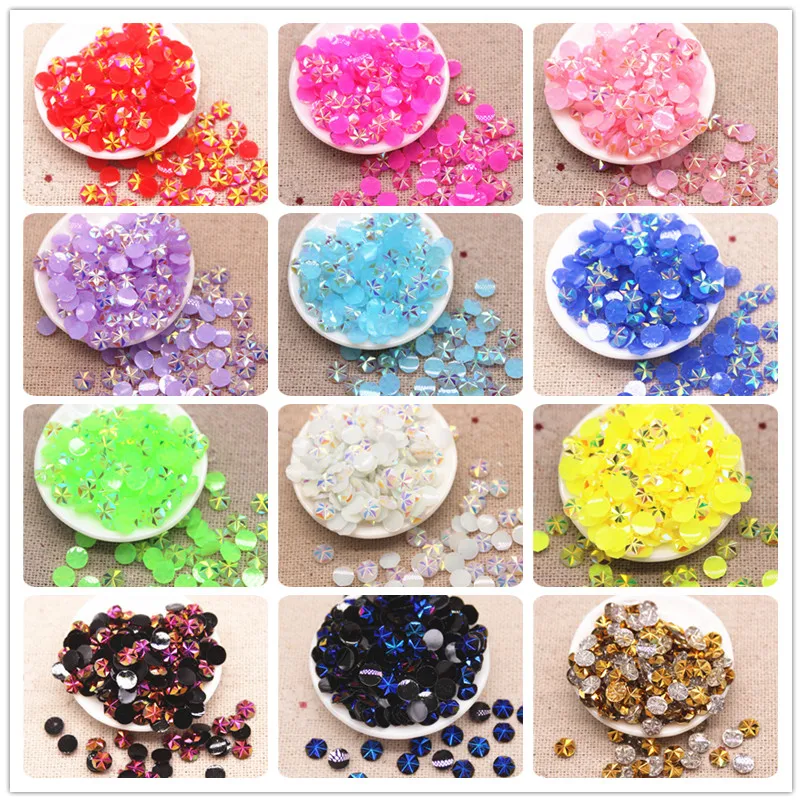 5mm 2000 sztuk/paczka błyszczące AB żywica galaretki Rhinestone kwiat powierzchni Flatback Cabochons dekoracji dla telefonów torby buty paznokcie DIY