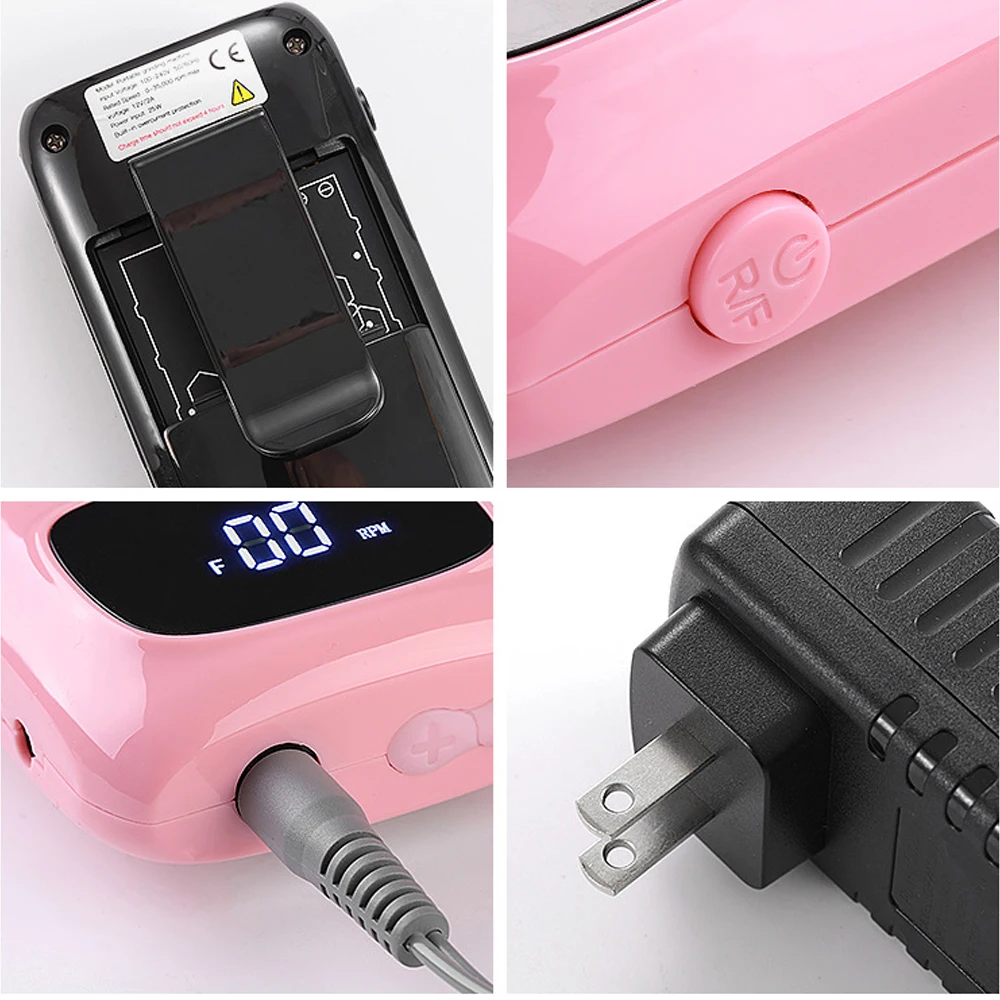 35000 obr./min elektryczna wiertarka do Manicure zestaw paznokci frez wiertło zestaw pilników do paznokci akumulatorowe narzędzia do polerowania