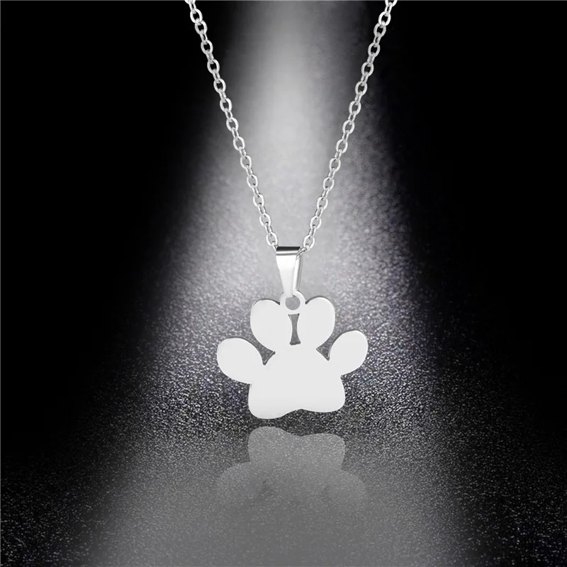 Stainless Steel Trendy Cute Bear Paw Dog Cat Claw Necklace Animal Footprint Necklaces for Women Love Jewelry Pet Lovers Gift