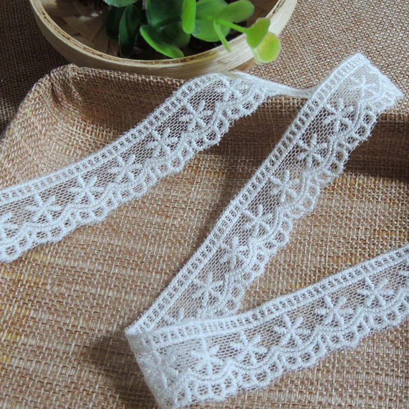 1Yards 90CM Embroidery White Guipure Lace Fabric 2cm Tulle Ribbon Wedding Dress Decorations Sewing Clothes Supplies LA14