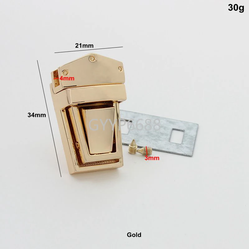 5sets 21*34mm high quality rectangle shape metal lock for woman handbags press lock factory purse hardware