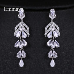 Emmaya New AAA Zirconia Hanging Multi-storey Waterdrop Shape Long Earring For Women And Ladies ELegant Crystal Bridal Party