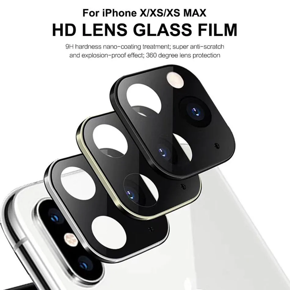 Fake Camera Lens For iPhone XS X Max Seconds Change Camera to 11 Pro Max Metal Back Screen Modified Cover Protector Film Sticker