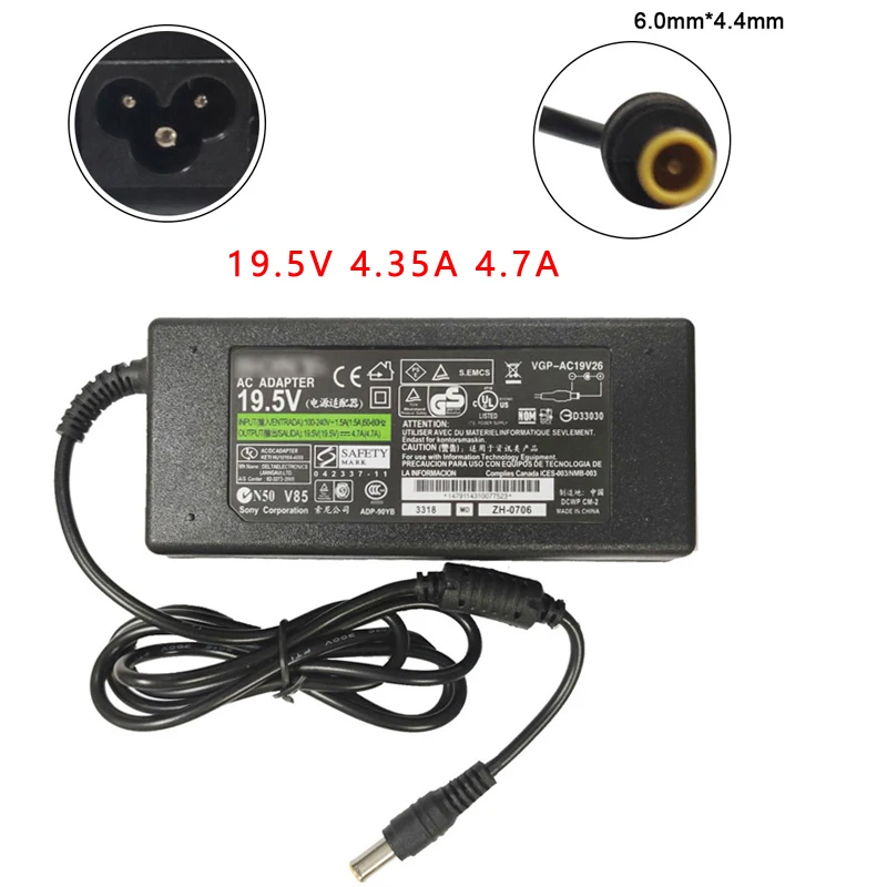 

19.5V 4.35A 4.7A 6.0*4.4mm AC/DC Adapter For Sony ACDP-085N02 LCD TV Replacement Power Supply Charger