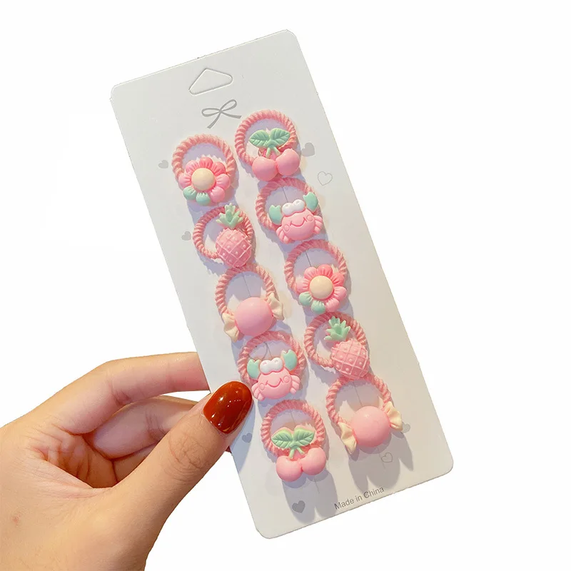 10PCS/Set 1.5cm Diameter Small Cute Elastic Hair Bands For Baby Girls Animal Fruit Colorful Rubber Hair Ropes Lovely Sweet Gum