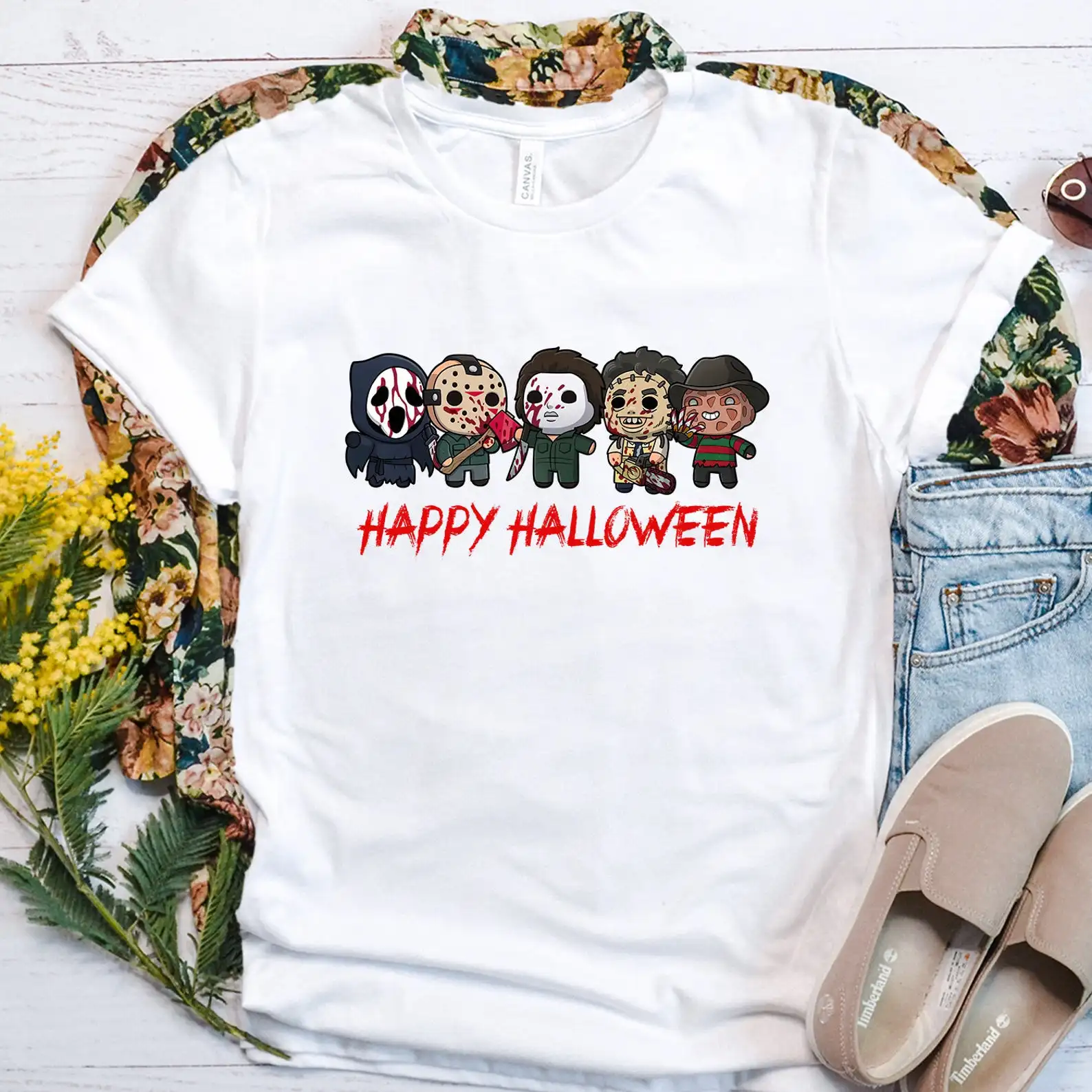 Freddy Jason Michael Print Harajuku Women T-shirt Casual Ladies Basic O-collar Top Short Sleeved Women T-shirt Girl,Drop Ship