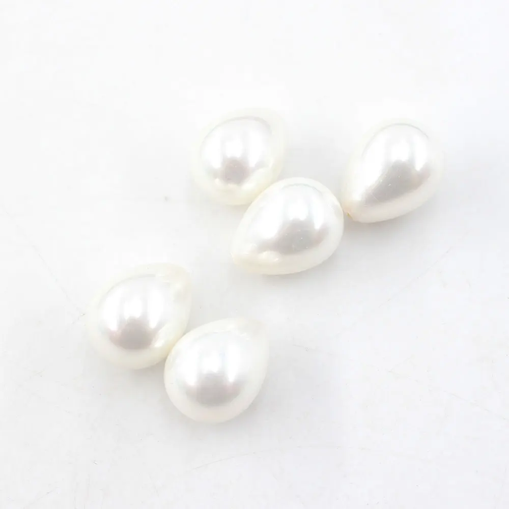 APDGG 16x20MM 5 Pcs Natural White Sea Shell Pearl Half Hole Water drop Beads For Pendant Necklace Earrings DIY Jewelry Findings