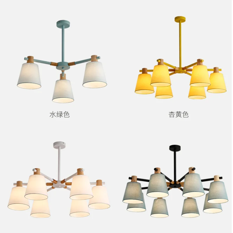 

Ceiling Chandelier 3/5/6/8 Lights Living Room LED Chandeliers Lighting Macaron Lamp Nordic Lights Solid Wood Craft Lamps