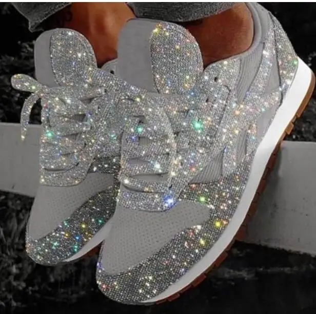 Sequins and Sequins Women\'s Shoes, Bright Lace Casual Sneakers and Women\'s Casual Shoes, New in Spring and Autumn, Large 43