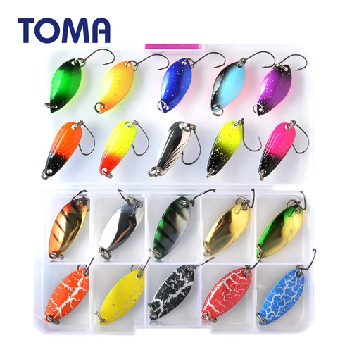 TOMA-Juego de señuelos tipo cuchara para trucha, cebo de Metal de 2,5g, 3g, 4,5g, 5g, colores mezclados, aparejos de Pesca de agua dulce, Isca, Pesca Artificial en el lago