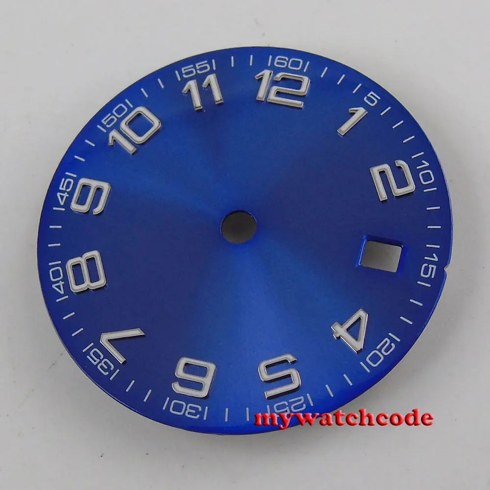 Bliger-esfera de 29,2mm para reloj de hombre, accesorio de color plateado/Negro/azul con ventana de fecha, compatible con Miyota 8215/Mingzhu 2813, movimiento automático