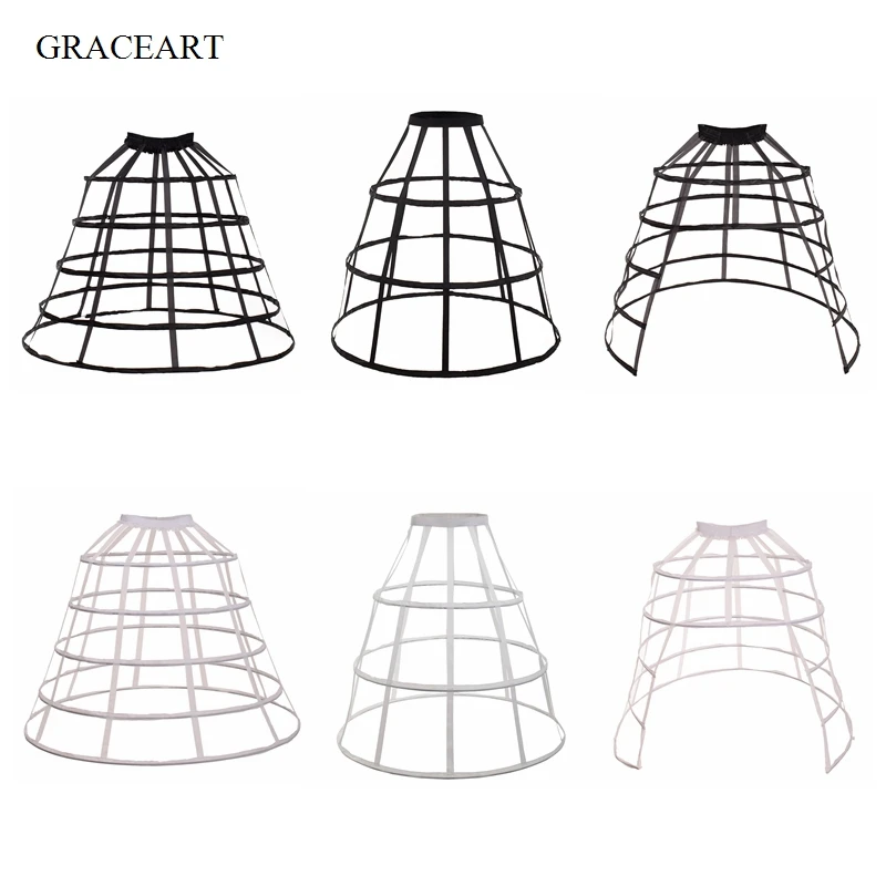 

Woman Crinoline Cage Underskirt White Black Petticoats Skirt