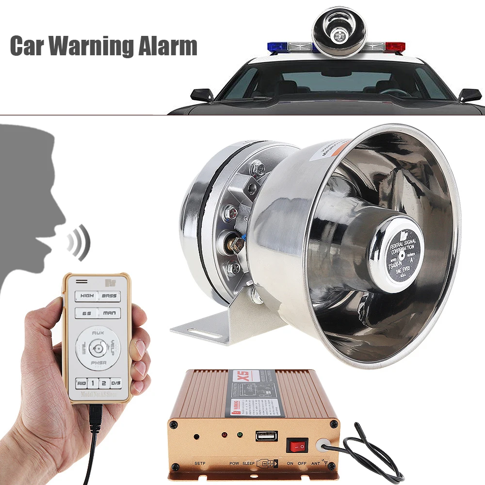 12V 400W 18 Tone Loud Car Warning Alarm Siren Horn PA Speaker with MIC System Wireless Remote Control for Car Vehicle