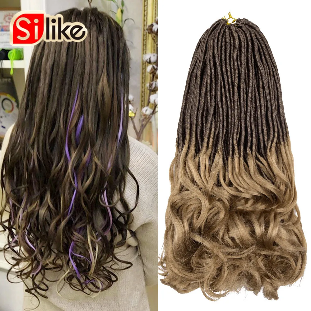 Silike dea sintetica Faux Locs trecce all'uncinetto 22 pollici estensioni dei capelli intrecciate Pre loop naturali 24 supporti/confezione