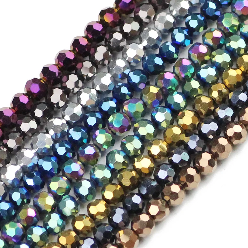 JHNBY ball Faceted shape Austrian crystal beads plated color Round Loose bead 100pcs 4mm Jewelry bracelet accessories making DIY