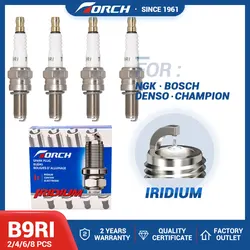 2-8PCS Nut Type Iridium Spark Plugs Torch B9RI Replace for CR9EIX CR9E CR9EK C9E CR9EB Denso IU27 U27ETR U27ESR-N U27ES-N