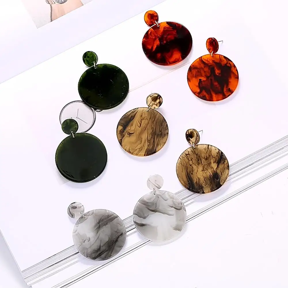 Simple Acrylic Earring Big Round Pendant Colorful Earrings Geometry Bohemian Jewelry For Women Gifts Fashion Accessories2019