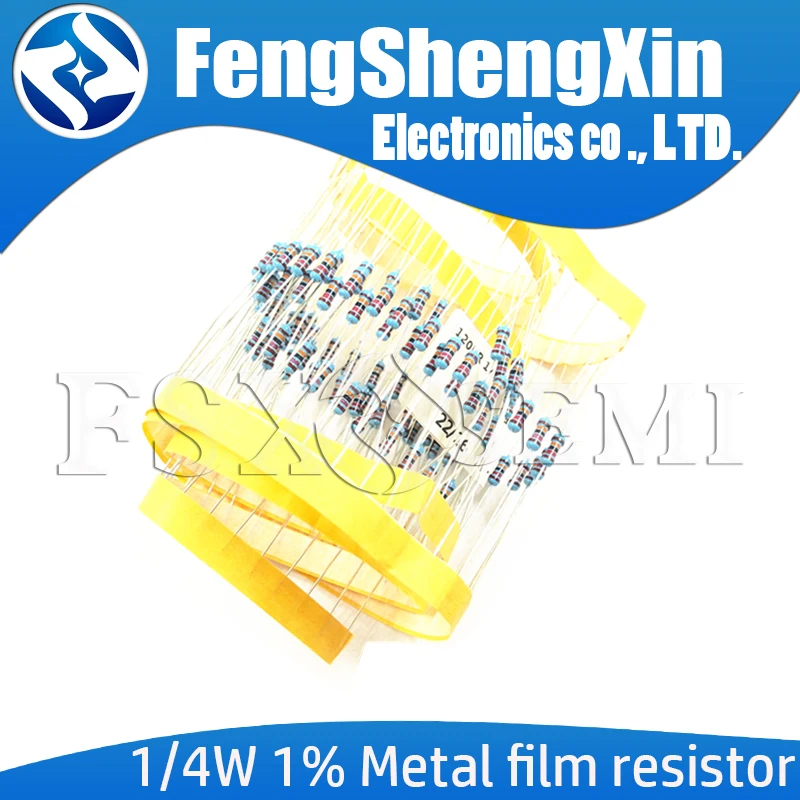 Lote de resistencias de película metálica, 1/4W, 100, 1R ~ 1M, 100R, 220R, 330R, 1K, 1% K, 1,5 K, 2,2 K, 3,3 K, 10K, 22K, 47K, 4,7 K, 100, 100, 220,