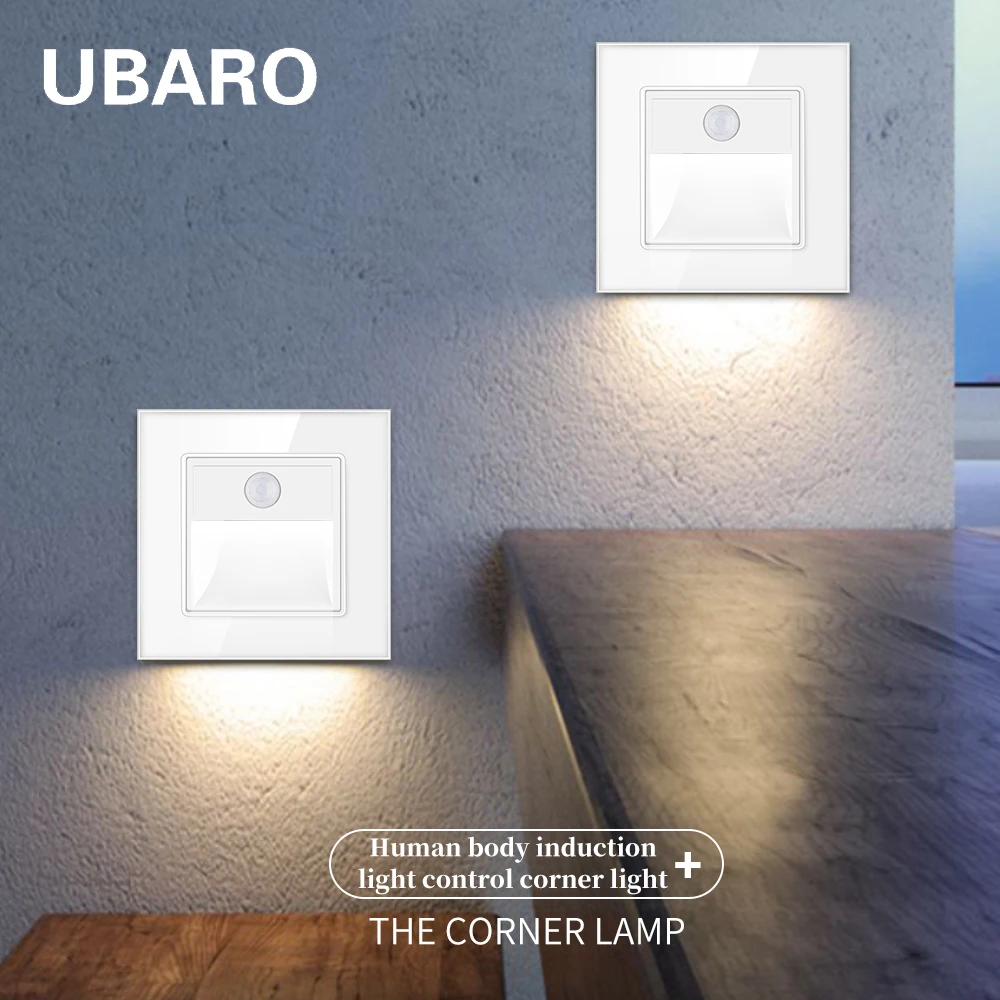 UBARO Induction Light Wall Stair Led Step Lamp PIR Motion Sensor Modern Indoor Recessed Corridor Night Foot Socket  AC85-265V 3W