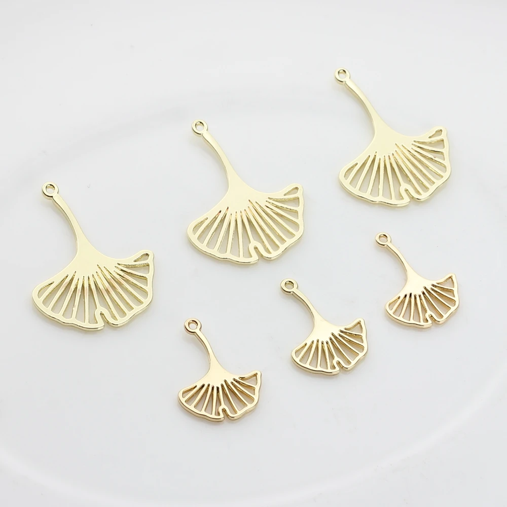 Zinc Alloy Charms  Hollow Ginkgo Biloba Maple Leaves Pendant 10pcs/lot For DIY Fashion Jewelry Earrings Making Accessories