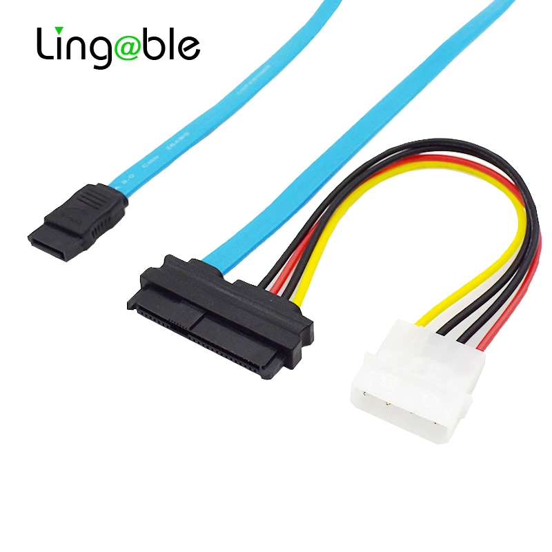 Lingable Cable SAS to SATA SFF-8482 Mini SAS 29Pin SCSI to SATA 7Pin with LP4 Molex IDE 4Pin Hard Disk Converter Cable 70CM