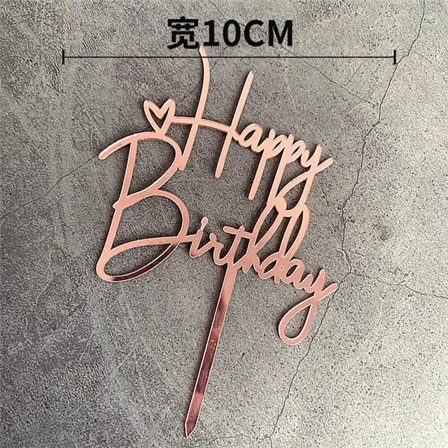 Gold Silber Alles Gute zum Geburtstag Kuchen Topper Acryl Klassische Geburtstag Cupcake Topper Dessert Dekoration für Baby Dusche Kuchen Liefert
