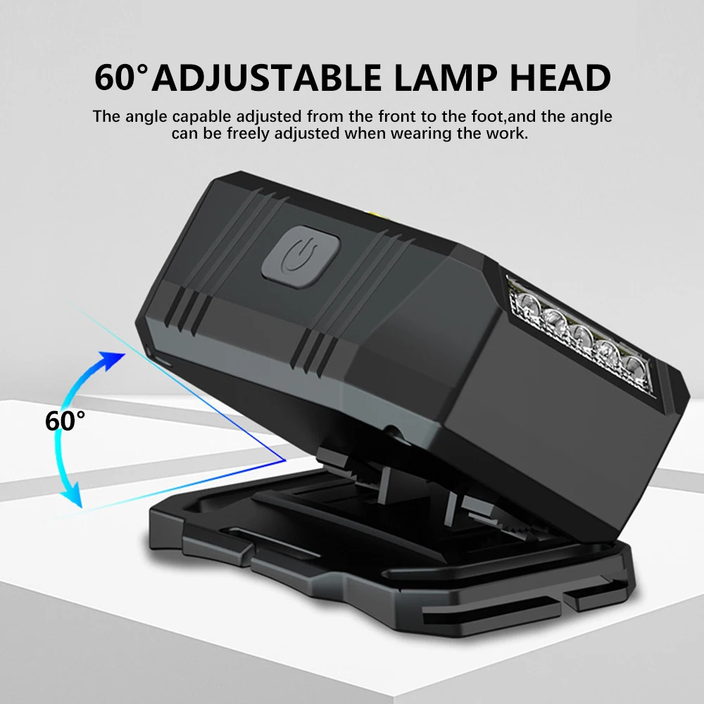 Powerful T6 Headlamp USB Rechargeable COB Headlight 5 Mode Waterproof Work Lamp Outdoor Warning Lights 1200mAh Fishing Lantern