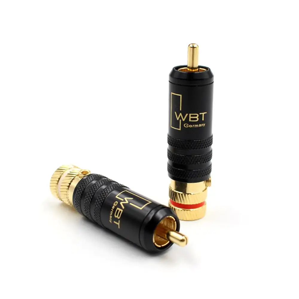 Conector de sinal hifi rca, 4 peças, plug de linha wbt 0144 rca, cabeça de lótus, conectores de plugue de cobre