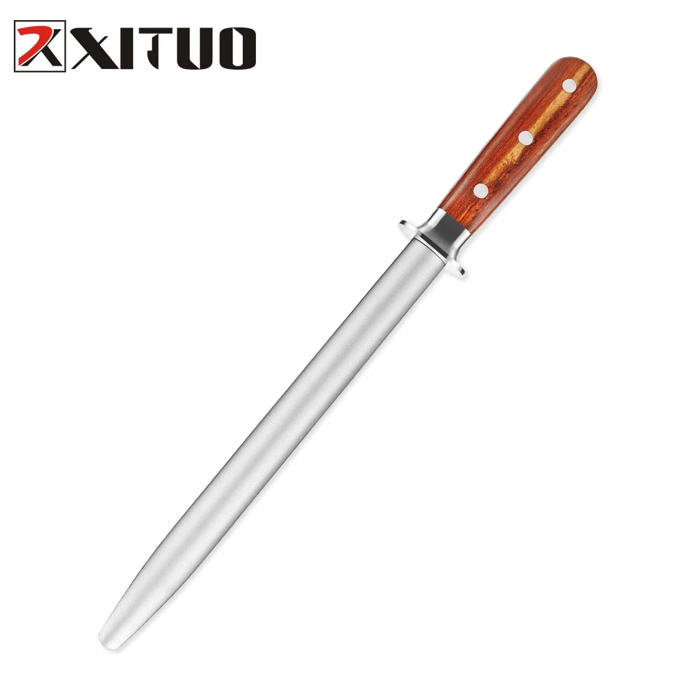 XITUO High Carbon Steel Diamond Sharpening Stick Professional Chef Kitchen Home Rosewood Handle Suitable For Various Knives New