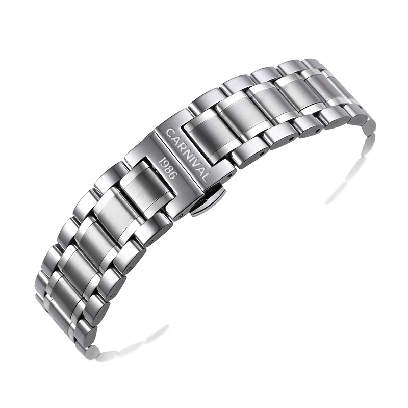 Original 20mm High Quality Stainless Steel Black Gold Silver Watch Strap Watch Band For Wristswatch CARNIVAL Brand Watches Clock
