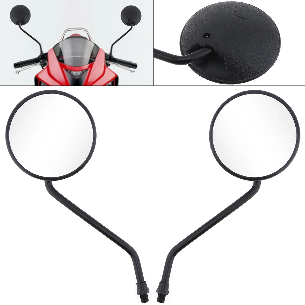 2Pcs 10mm Universal Motorcycle Rearview Mirror Round Circle Ellipse Iron Side Mirror Left Right for Motorcycle Motorbike Scooter