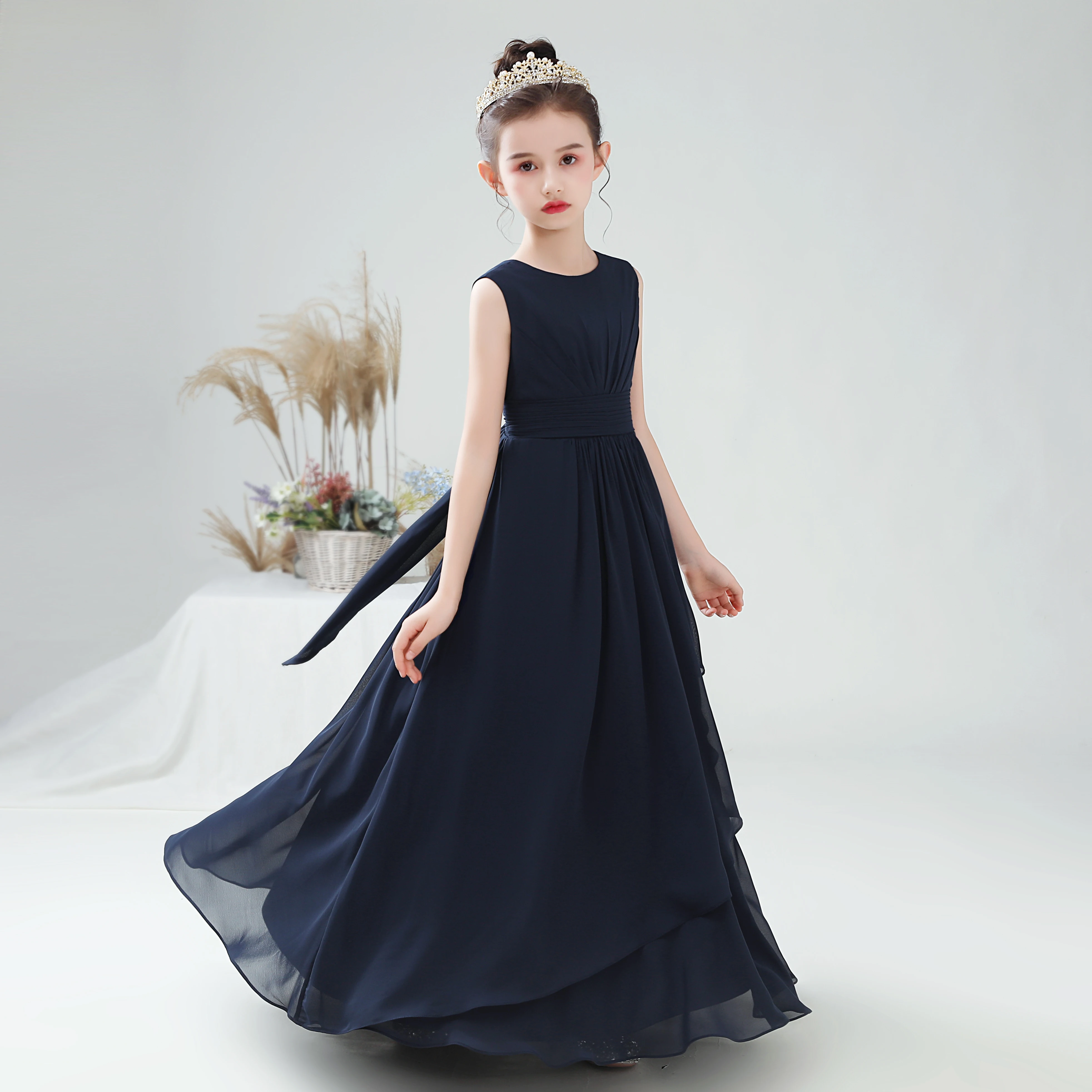 Dideyttawl-vestido de gasa personalizado para niña, vestido de flores para fiesta de boda, primera comunión, vestidos de novia pequeños, dama de