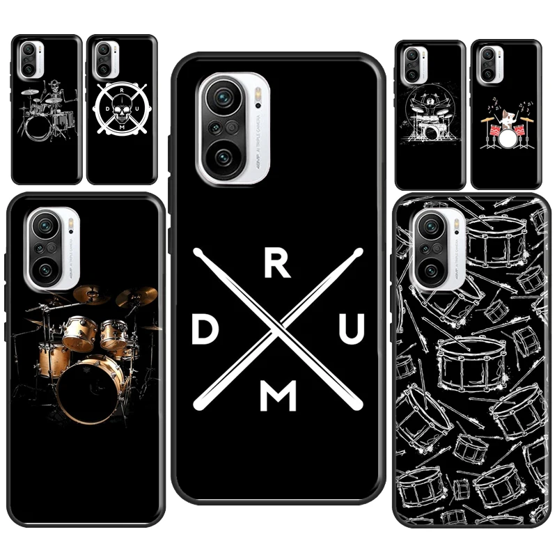 Musical Drum Drumsticks Drummers For POCO F3 M3 M4 X4 X3 GT X3 Pro Case For Xiaomi Mi 11 Lite Mi 11T 10T 12 Pro Back Cover