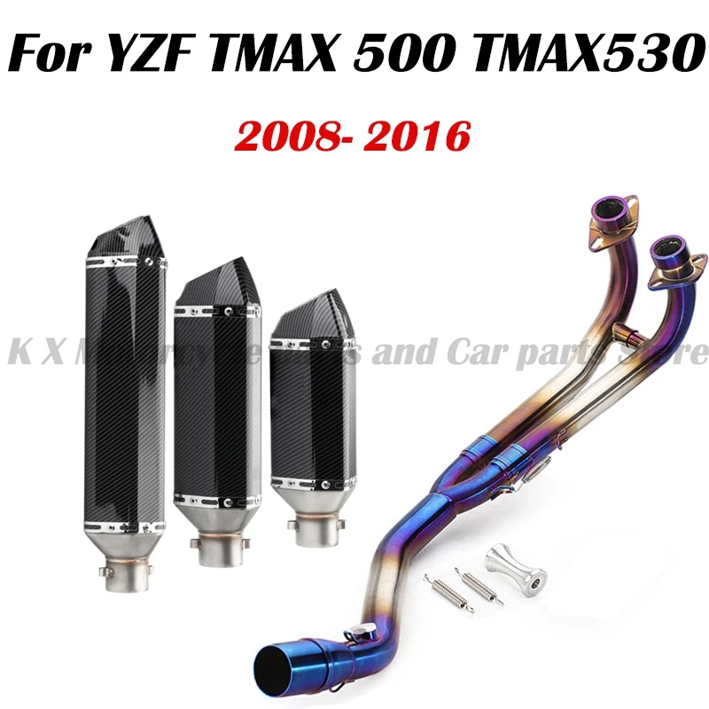 

Motorcycle Exhaust Slip on For YZF TMAX 500 TMAX 530 TMAX530 2008-2016 Muffler Front Full System Connect Link Pipe Tube