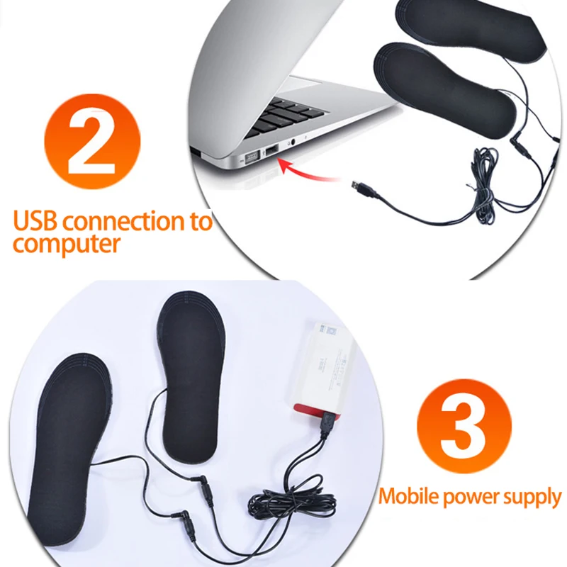Plantillas calentadas por USB, almohadilla eléctrica para calentar los pies, esterilla térmica para deportes al aire libre, Invierno
