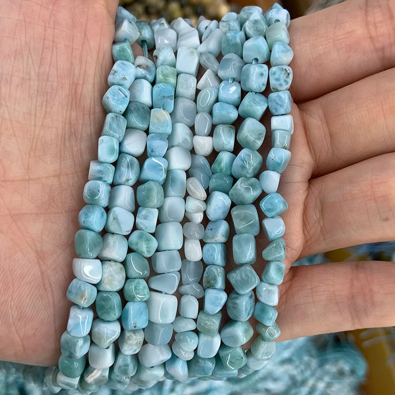 6mm Natural Larimar Beads 15\'\' Irregular Cube DIY Loose Beads For Jewelry Making Women Beads Bracelets Necklace Earring Gift