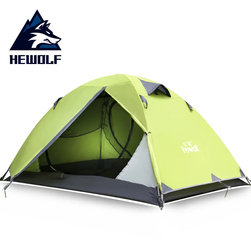 Hewolf Outdoor Camping Tent Double Layer Ultralight 2 Persons Tent Four Seasons Waterproof Breathable Winter Tent Camping Hike