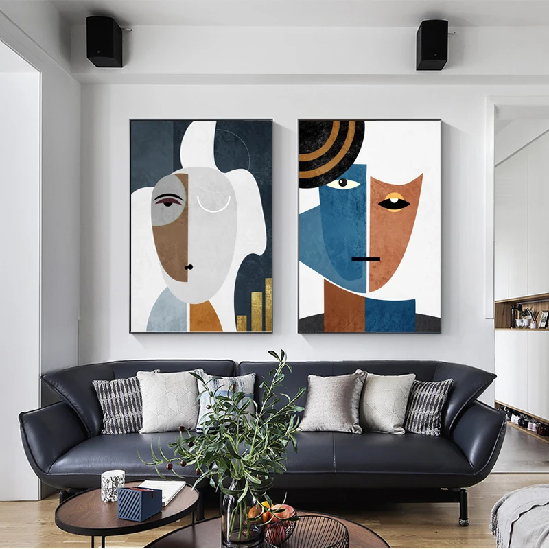 

Abstract Faces Geometric Lines Canvas Painting Modern Posters and Prints Wall Art Pictures for Living Room Gallery Home Decor