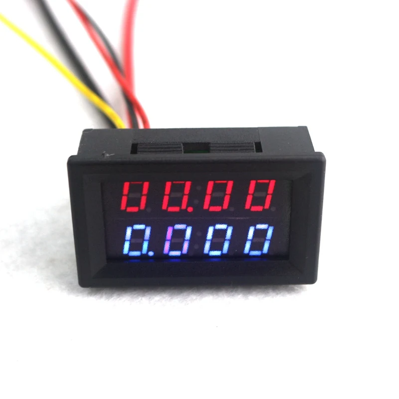 Digital Voltmeter Ammeter DC 200V 10A 4/3 Bit Red Blue LED Voltage Amp Panel Meter 12v 24v Car Current Monitor Tester