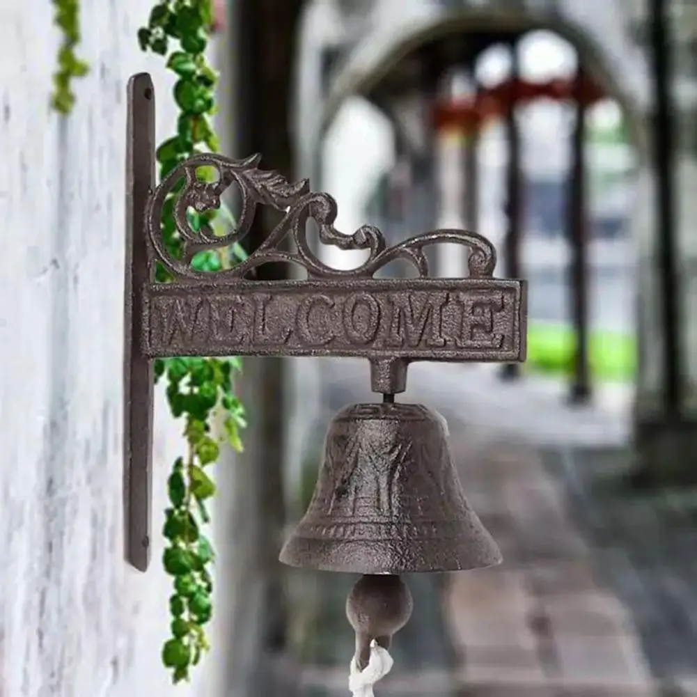 Vintage Design Doorbell Garden Decor Cast Iron Doorbell Wall Bell Gocke Door Knocker Welcome Entrance Porch Home Decoration