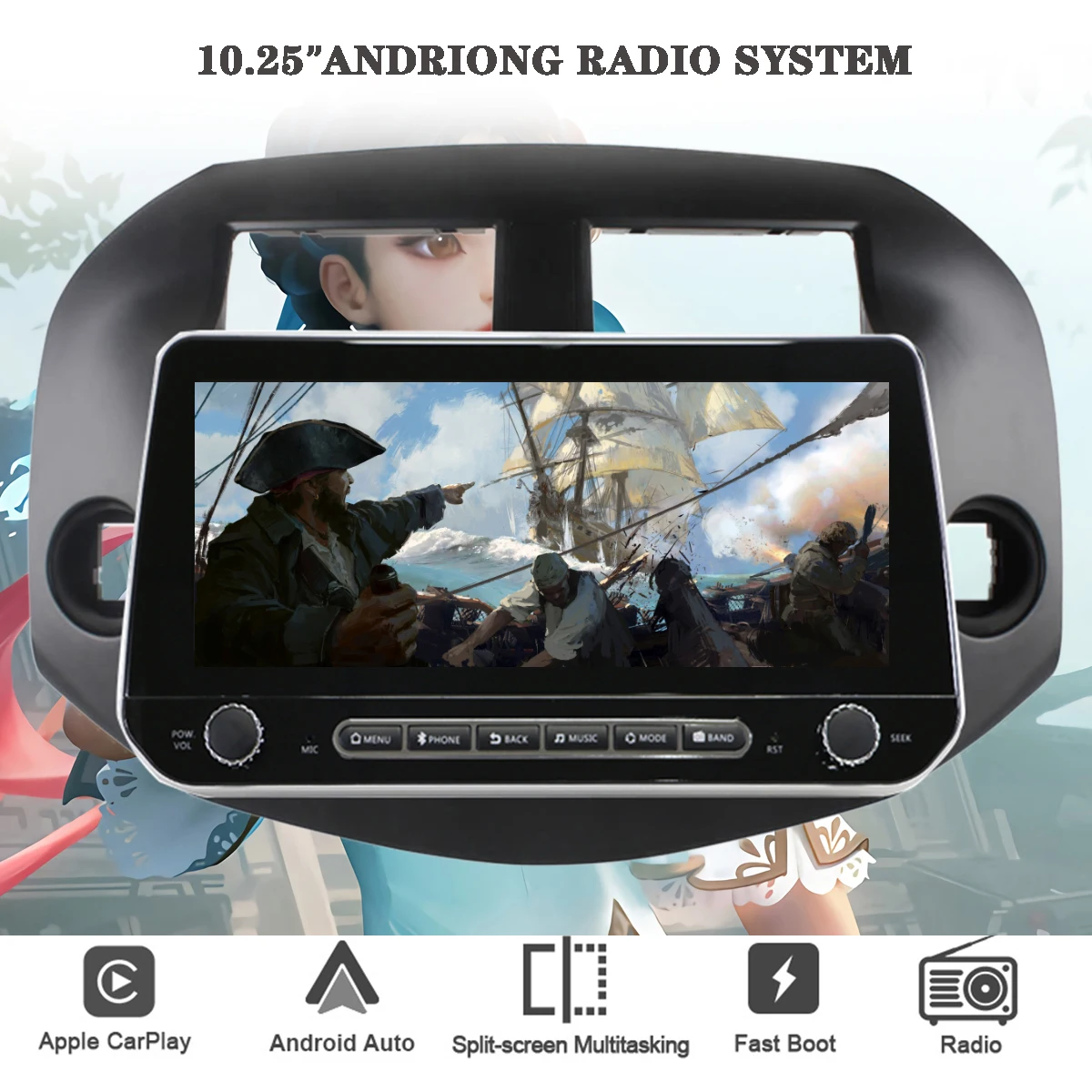 8Core 8G+256G Car Gps Navigation DVD Player For Toyota RAV 4 RAV4 2007 2009 2011 2DIN Radio Multimedia Stereo Android 13 Carplay