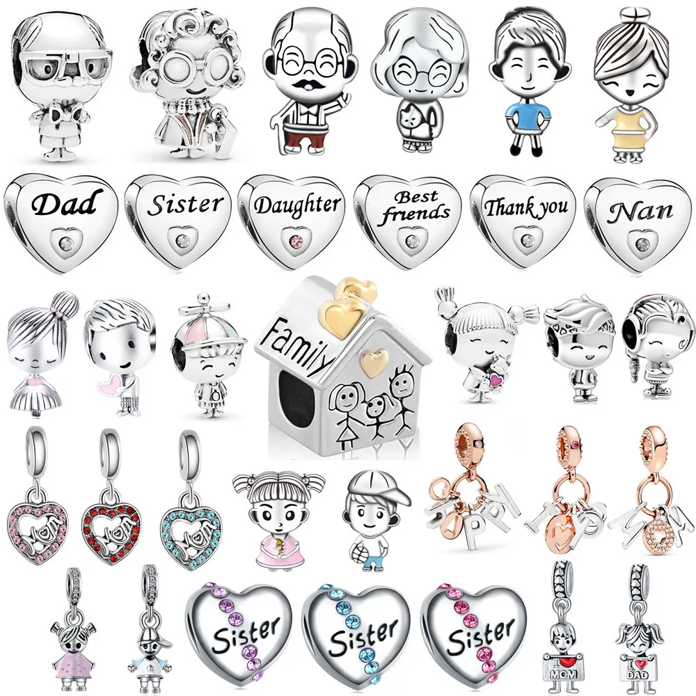 

New Cute Boy Girl Forever Family Tree Lock Heart Beads Charms Silver Bracelet DIY Women Jewelry