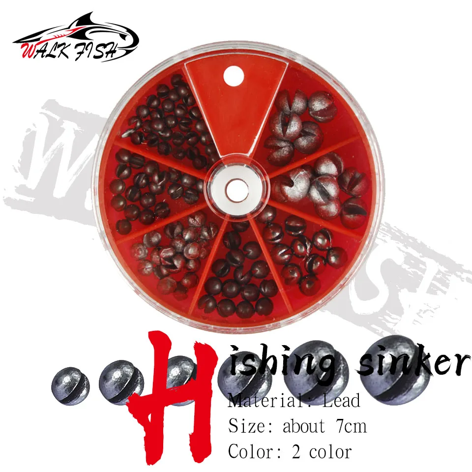 WALK FISH 205/106PCS Open Bite Lead Set Lead Sinking Split Shots Fishing Sinkers Drop Biting Round Plumb Bob Auxiliary Fishing