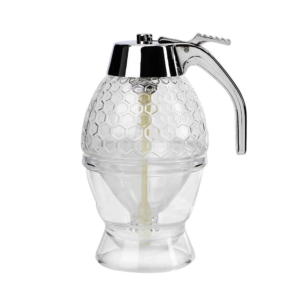 Bee Drip Dispenser Kettle Honey Jar Container Squeeze Bottle Storage Pot Stand Holder