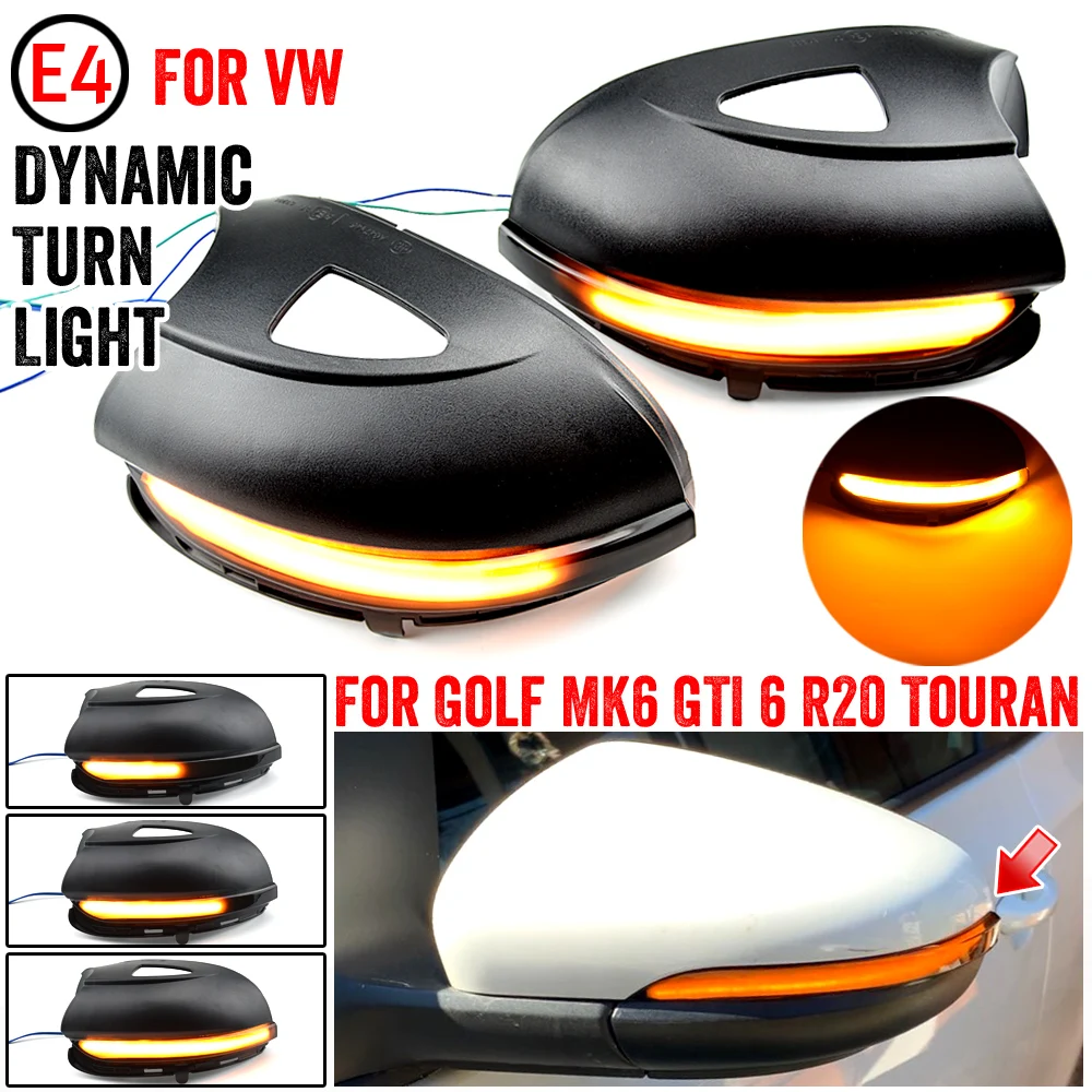 For VW GOLF 6 MK6 GTI R32 08-14 Touran LED Dynamic Turn Signal Light Side Wing Rearview Mirror Indicator Lamp With Bottom Shell