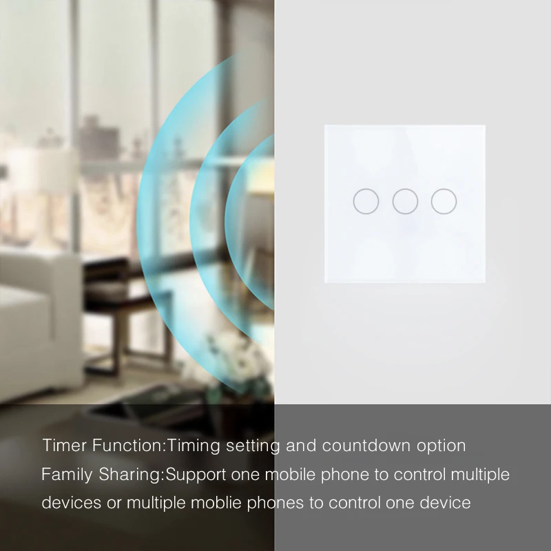 Умный настенный выключатель с Wi-Fi, белый Выключатель без нейтрального провода, работает с Alexa RF433