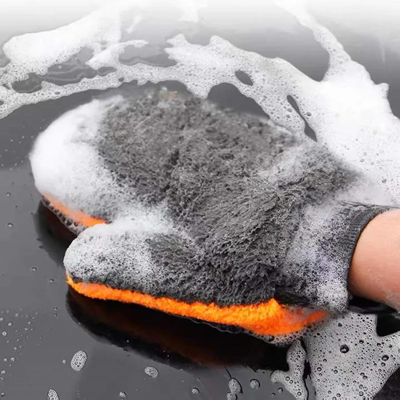 Coral Fleece Car Washing Gloves Clean Window Door Velvet Water Absorption Soft Care Furniture Glass Dust Cleaning Washer Mitten