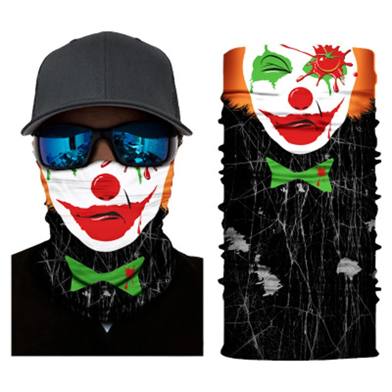 Joker Mask Ghost Balaclava Motorcycle Face Shield Halloween Biker Masque Headband Bandana Kominiarka Cagoule Gaiter Tube Scarf