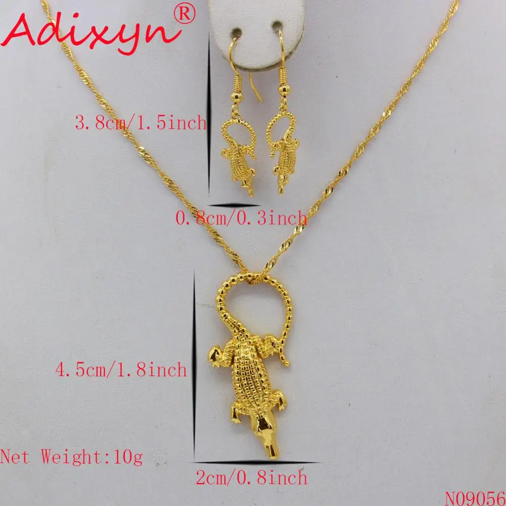 Adixyn Crocodile PNG Pendant/Necklaces/Earrings Gold Color Trinidad & Tobago Jewelery Gifts N09056