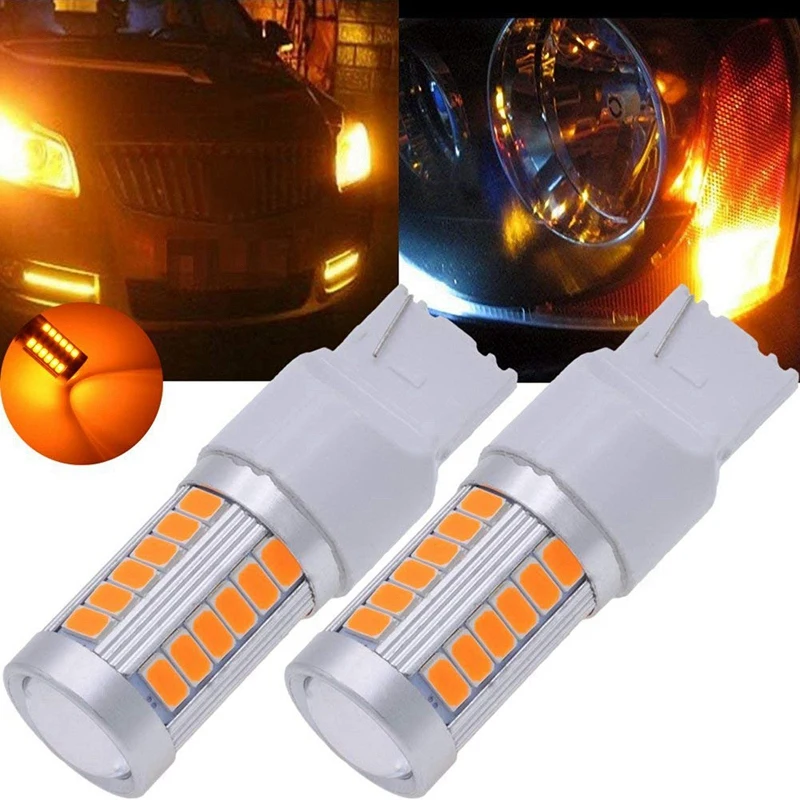 7440, T20 Led Bulbs Amber Yellow 900 Lumens Super Bright Turn Signals Light Brake Stop Parking Light Back Up Reverse Light Tail